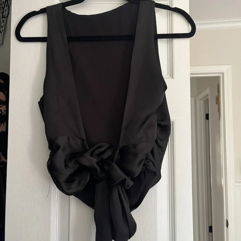 Silk Black Zara Backless Top Size M - Picture 4 of 6